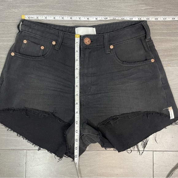 ONE TEASPOON TRUCKERS MID WAIST RELAXED DENIM JEAN SHORTS IN PURE BLACK SIZE 27 - Picture 15 of 16